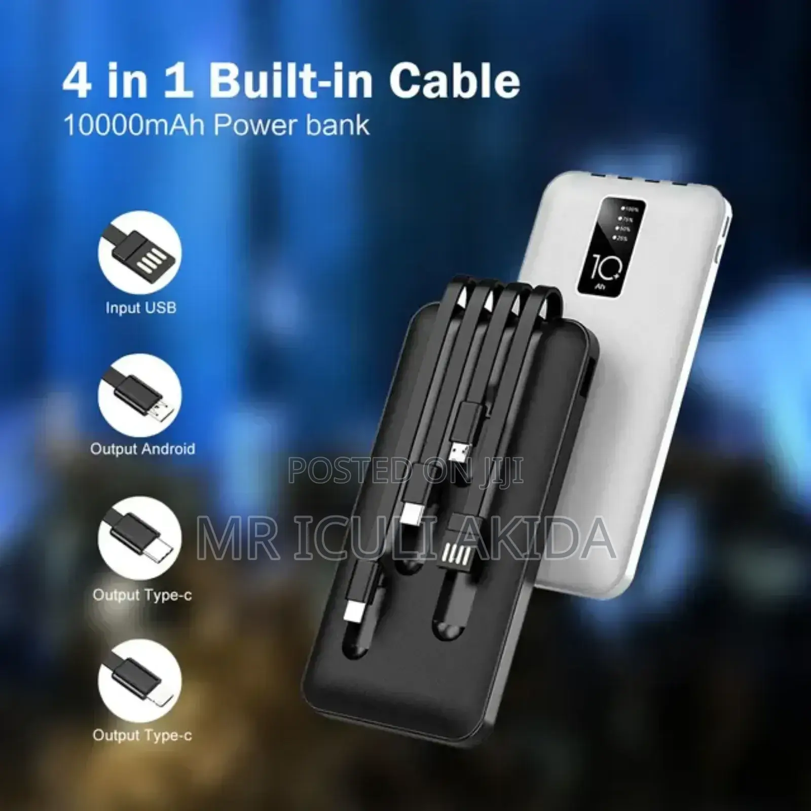 Brand New 1000mah Power Bank With Inbuilt Cables
