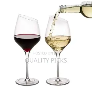 6pc Large Slant Rim Wine Glasses With Long Stem Glass