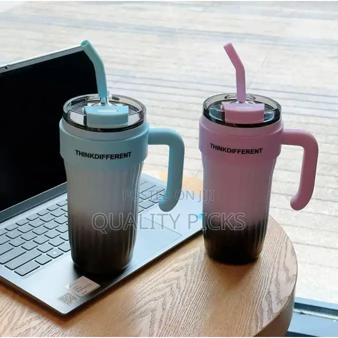 860ml Car Cup 304 Layer Stainless Steel Handle Straw I