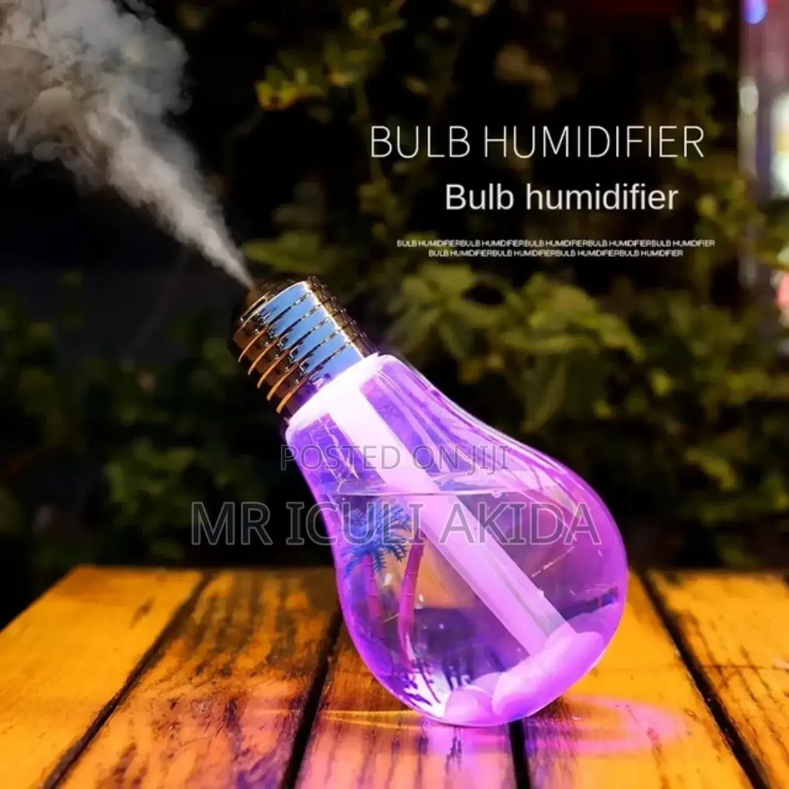 400ml Bulb Ultrasonic 7light Colours Cool Mist Humidifier