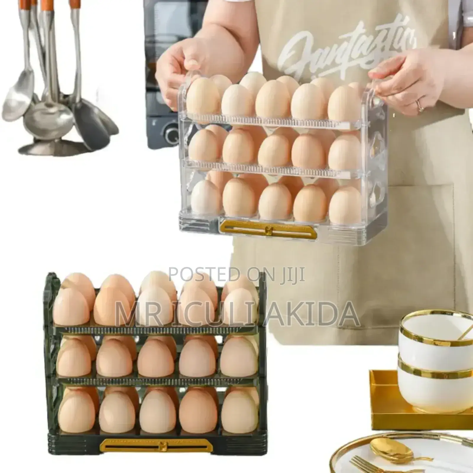3tier Clear Plastic Fridge Safe Egg Storage Container/Tray