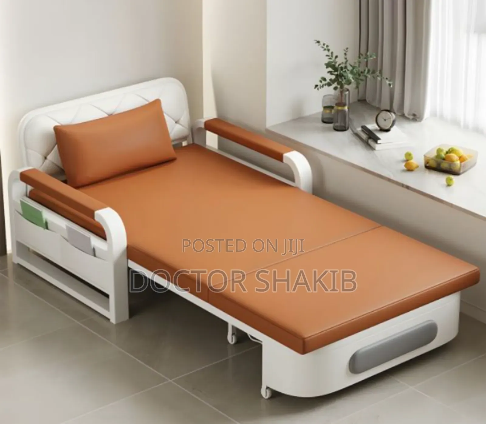 White Faux Leather Adjustable Sleeper Sofa