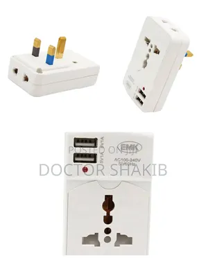 3pin/Uk Plug Universal 2 USB 2 Way Electric Adapter