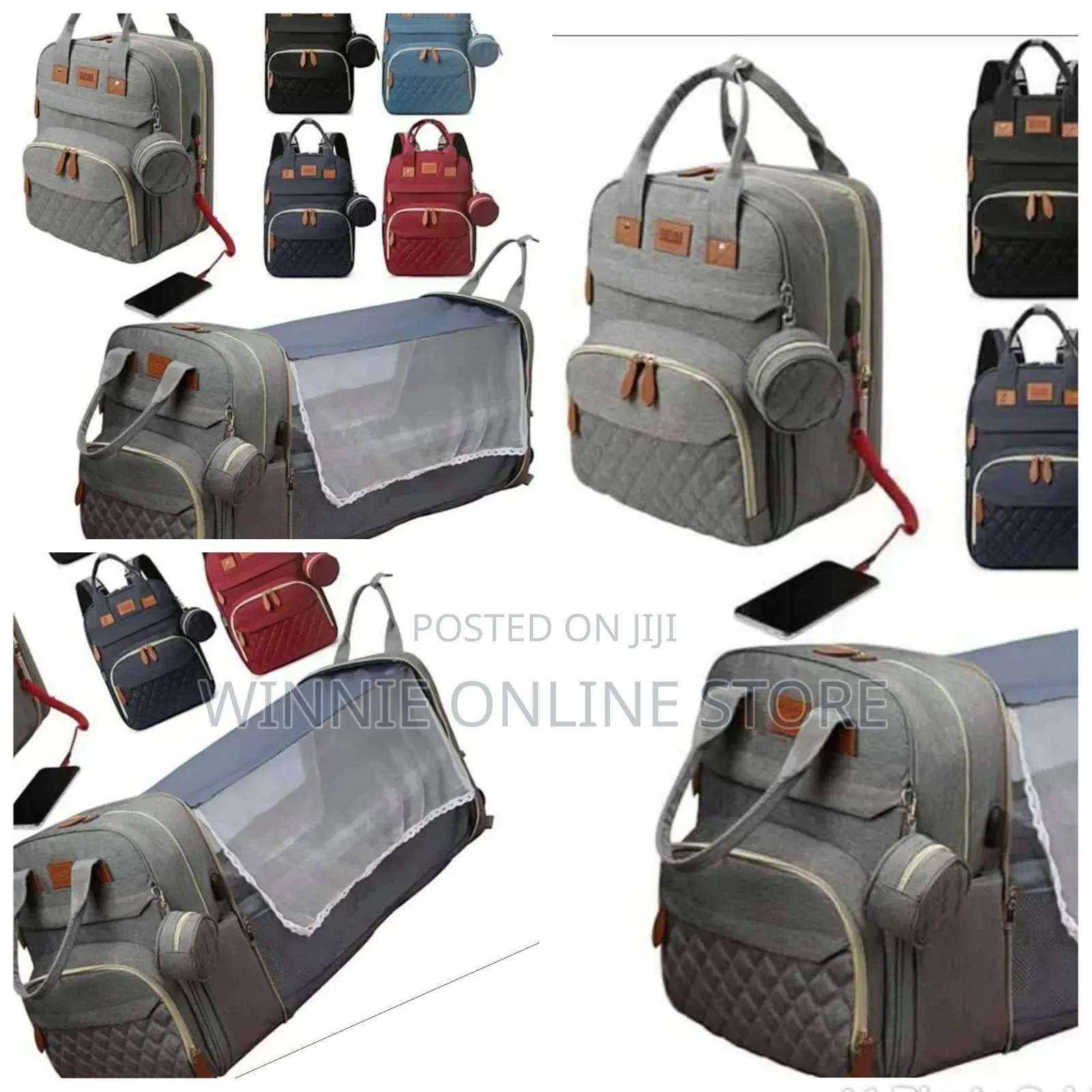 Classy Baby Diaper Bag and Bed With Mosquito Net
