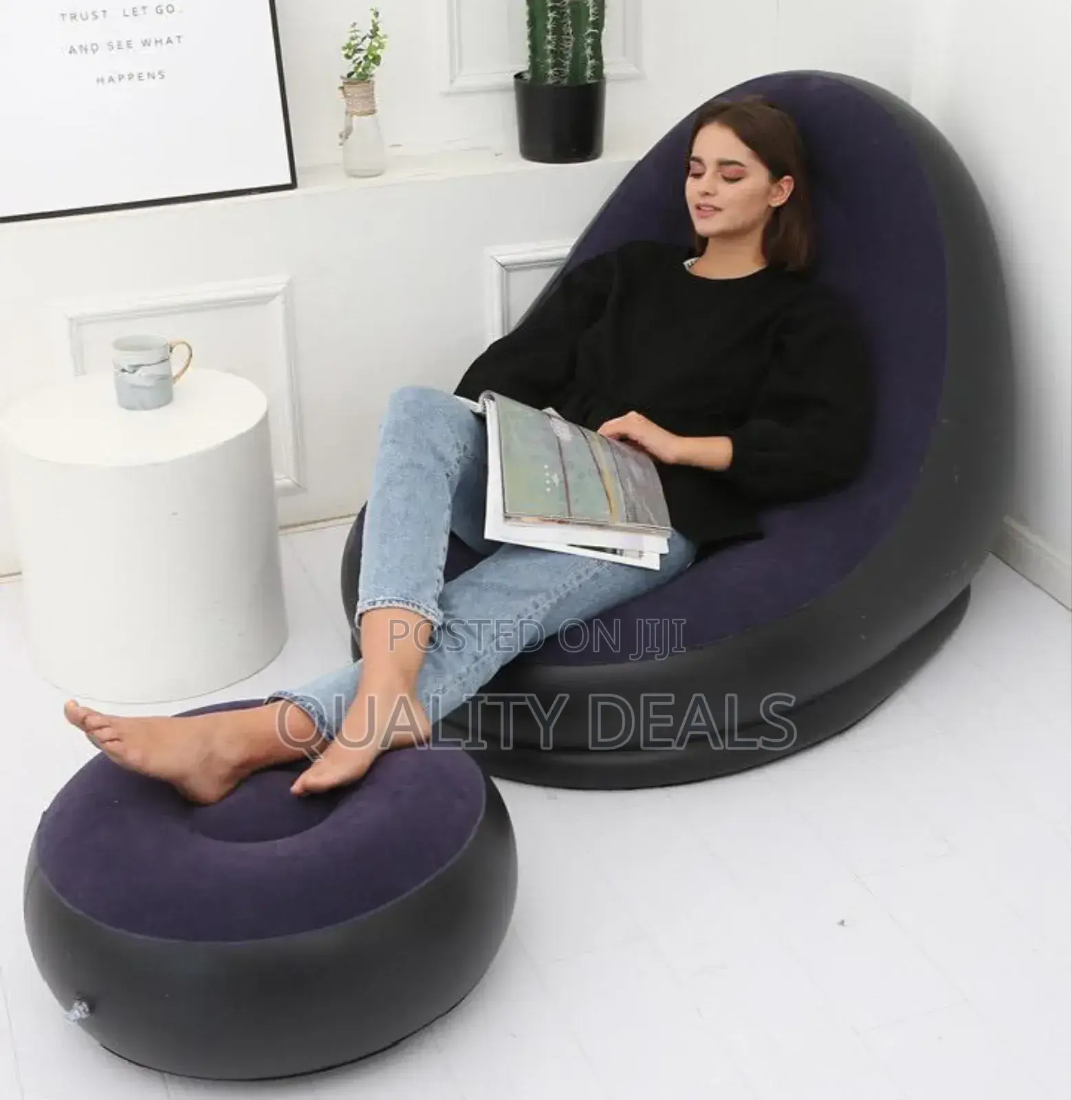 Inflatable Air Sofa With Foot Rest Stool