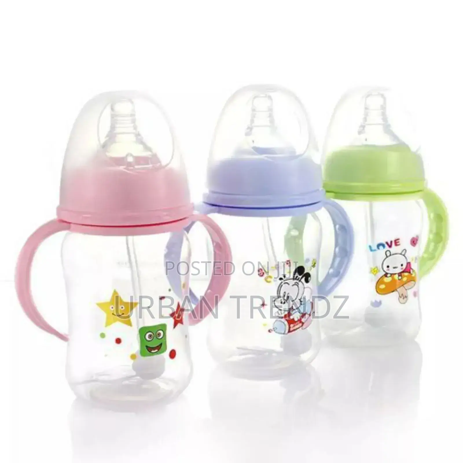 240ml Milk Glass Baby Feeding Bottle - Multi-Colours.