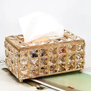 Decorative Crystal Gold/Silver Home/Hotel Tissue Holder Box