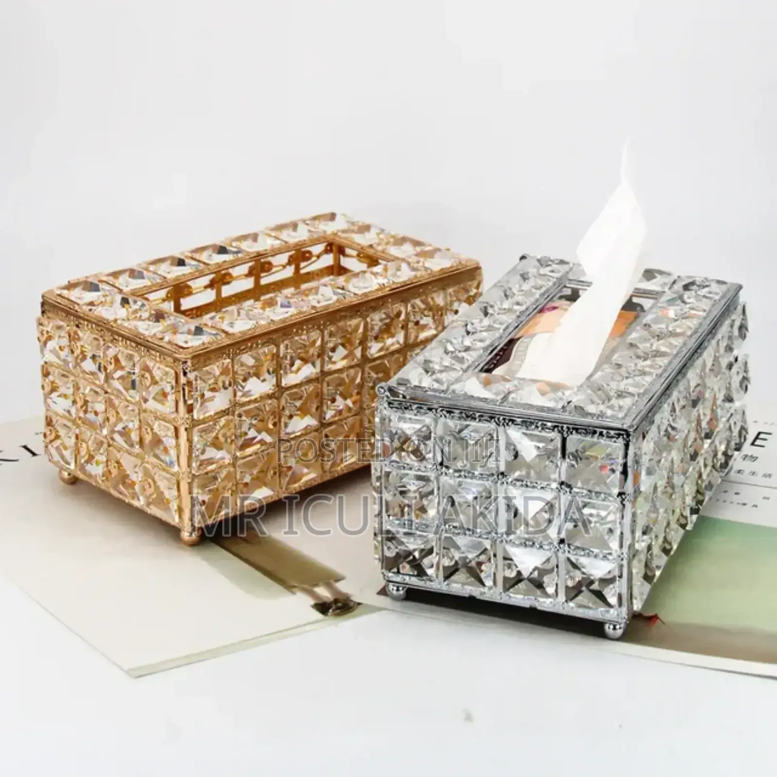 Decorative Crystal Gold/Silver Home/Hotel Tissue Holder Box