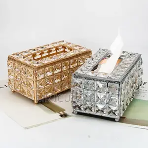 Decorative Crystal Gold/Silver Home/Hotel Tissue Holder Box