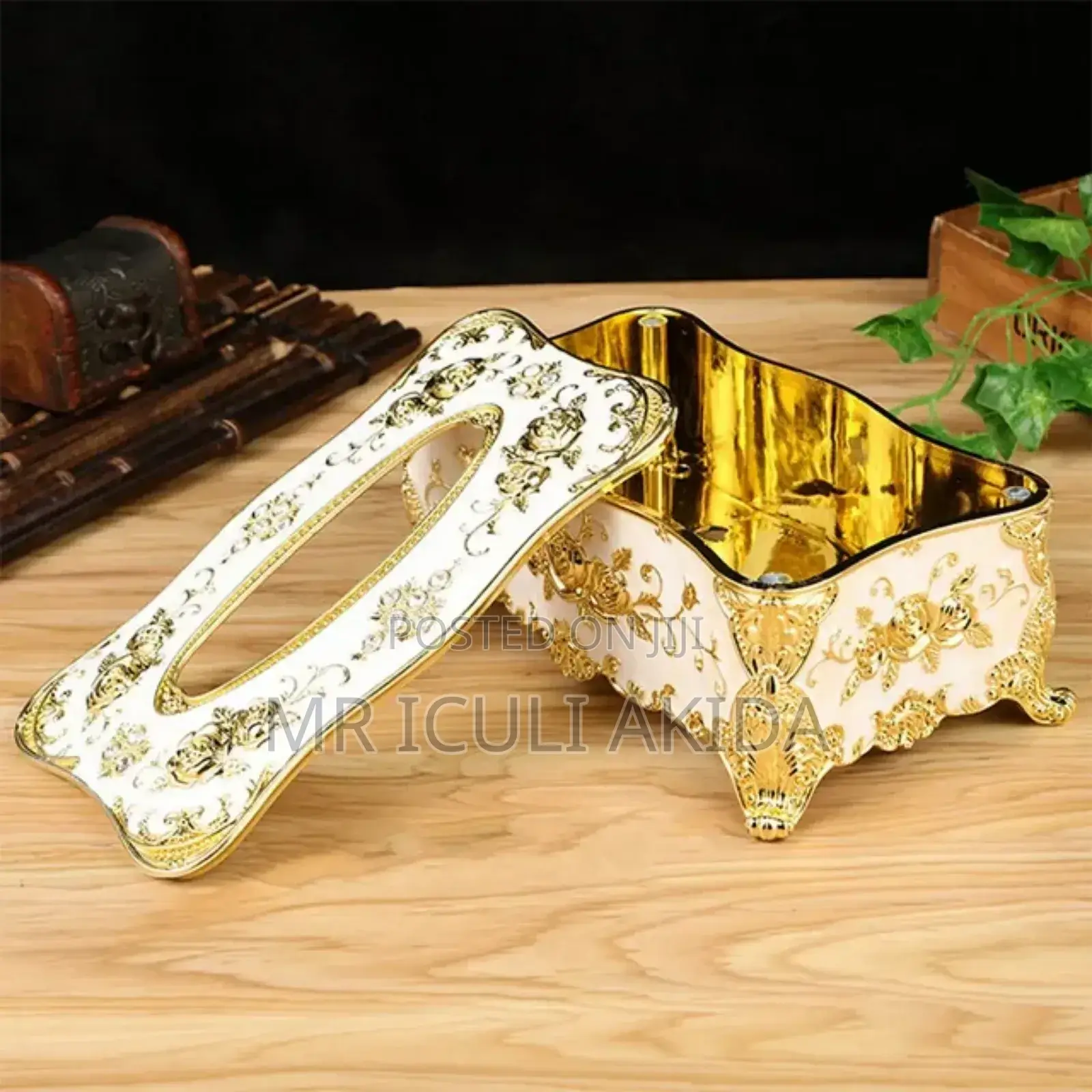 Classic Flower Metal Crystal Home/Hotel Tissue Holder Box
