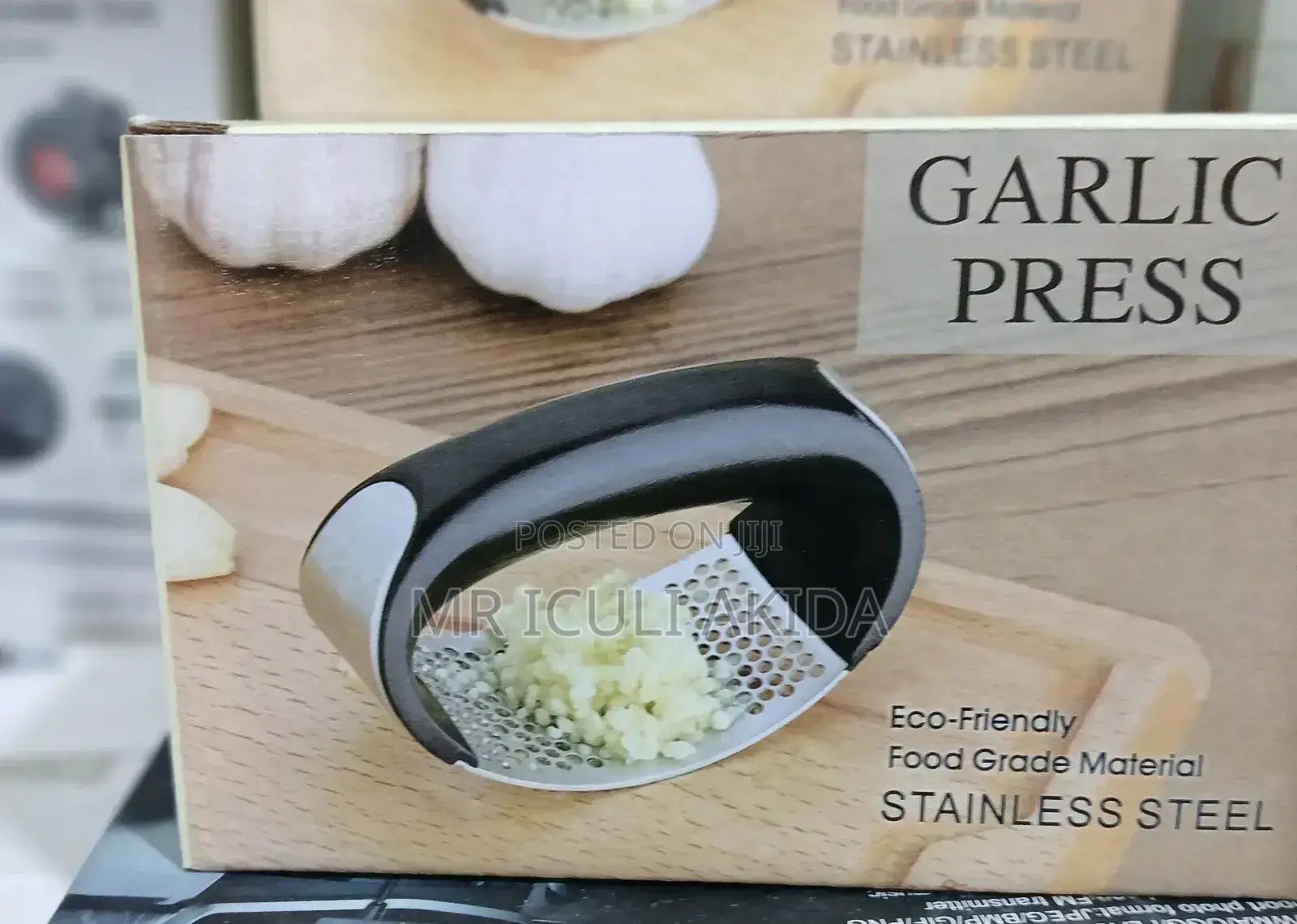 Stainless Steel Eco Friendly Garlic Press With Rubber Handle