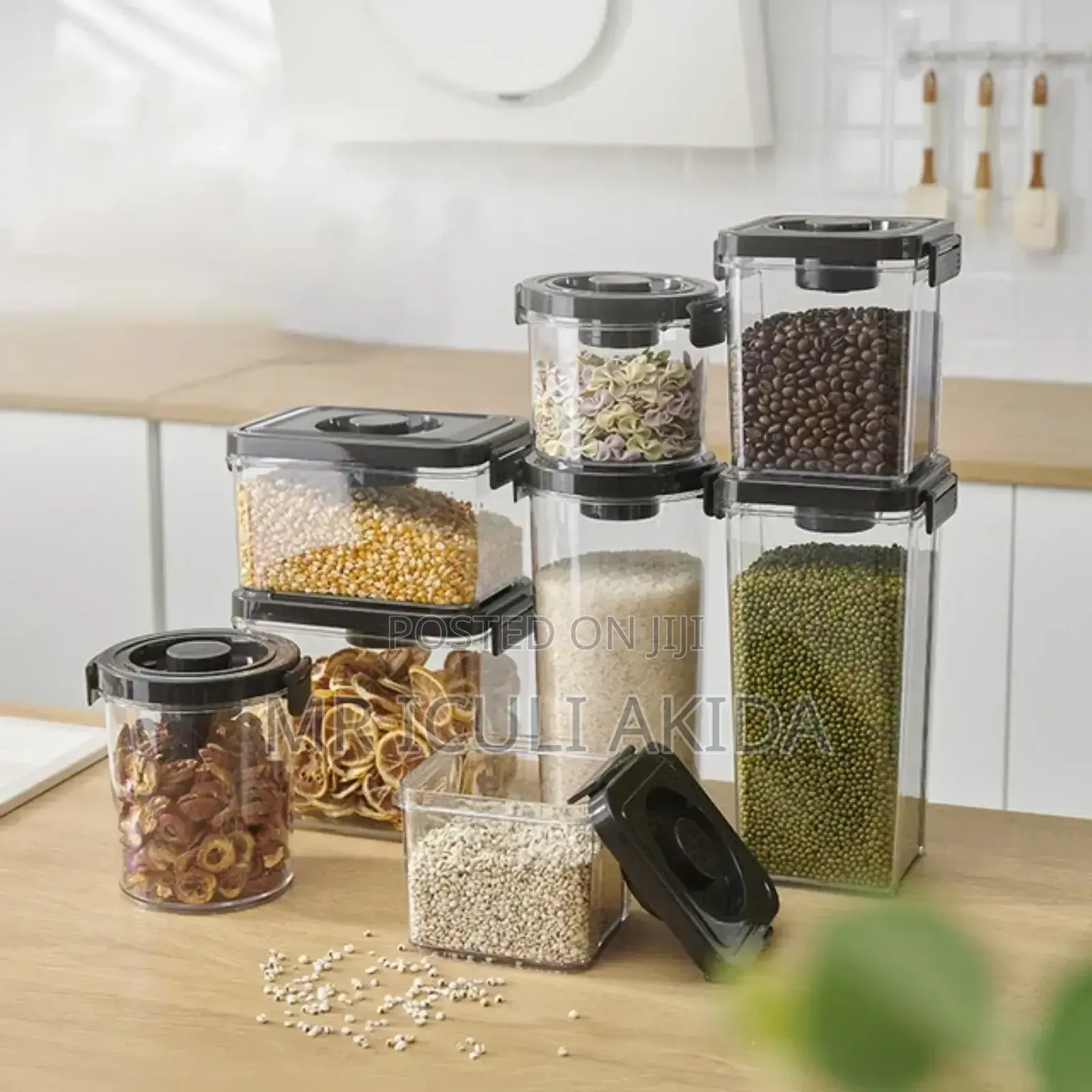 8pcs Clear Plastic Kitchen Cereal/Grains Storage Containers
