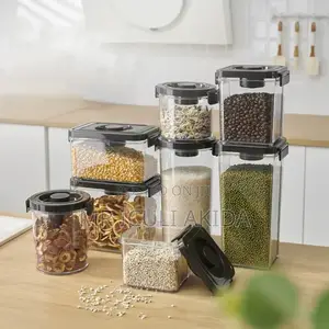 8pcs Clear Plastic Kitchen Cereal/Grains Storage Containers