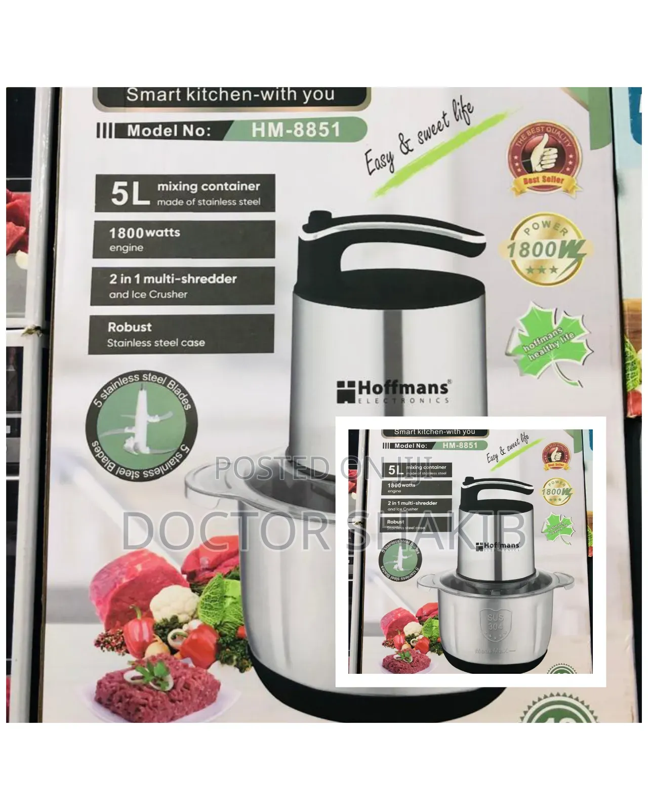 5L HM-8851 Hoffmans Food Processor-New