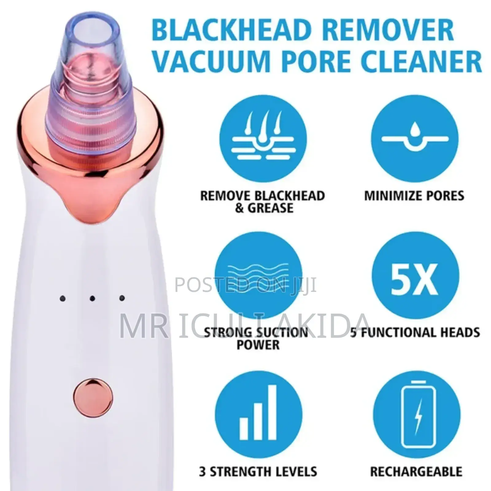 Vacuum Facial Pore Black Head/Pimple Remover With 5heads