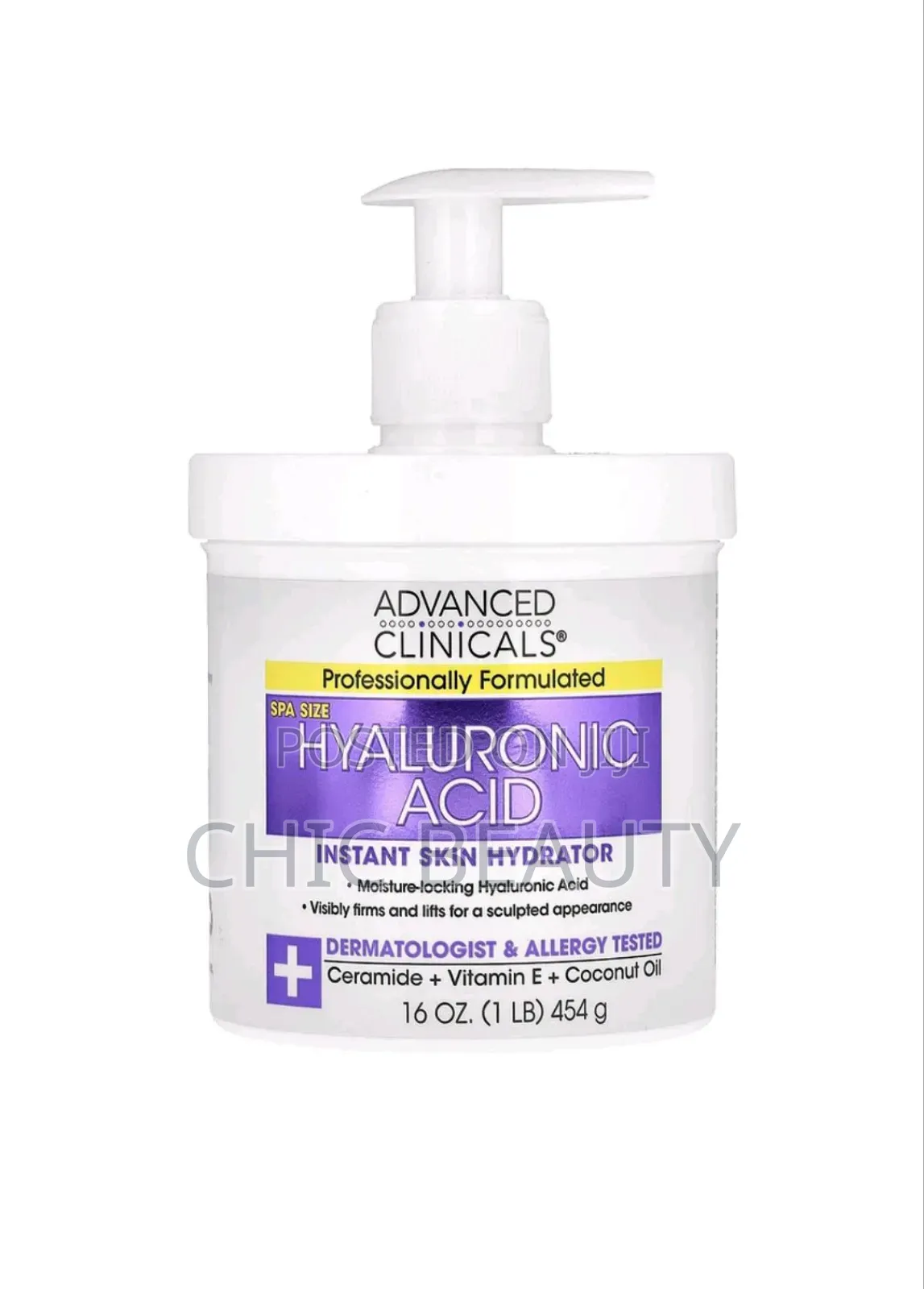 Advanced Clinicals Cream Hyaluronic Acid,Instant Skin Hydrator 454g