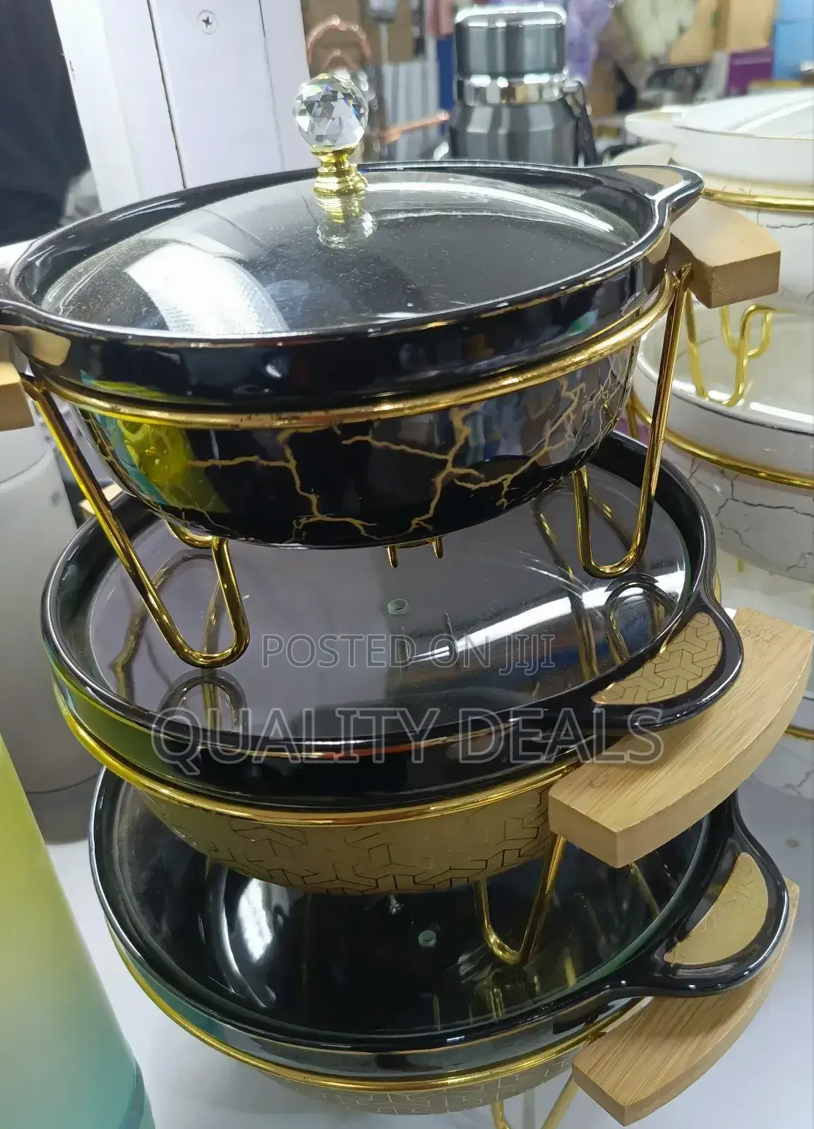 3pcs Classic Casserole Serving Bowls With Stand Racks