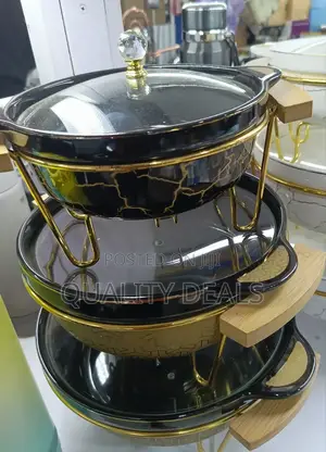 3pcs Classic Casserole Serving Bowls With Stand Racks