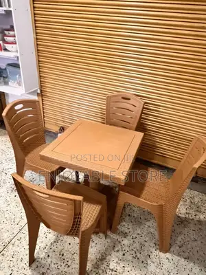 Brown Plastic Table and Chairs Set