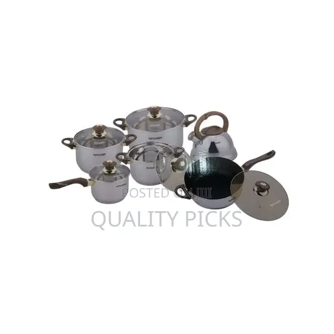 12 Pc Stainless Steel Pots and Frying Pan Saucepans
