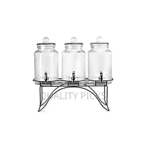 12L Triple Ice Cold Clear Glass Jug Beverage Dispensers
