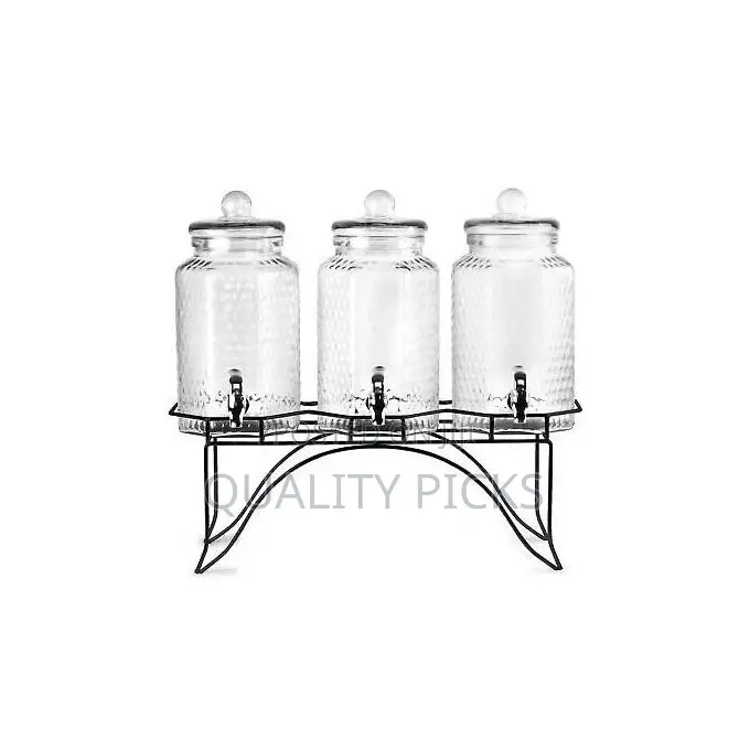 12L Triple Ice Cold Clear Glass Jug Beverage Dispensers