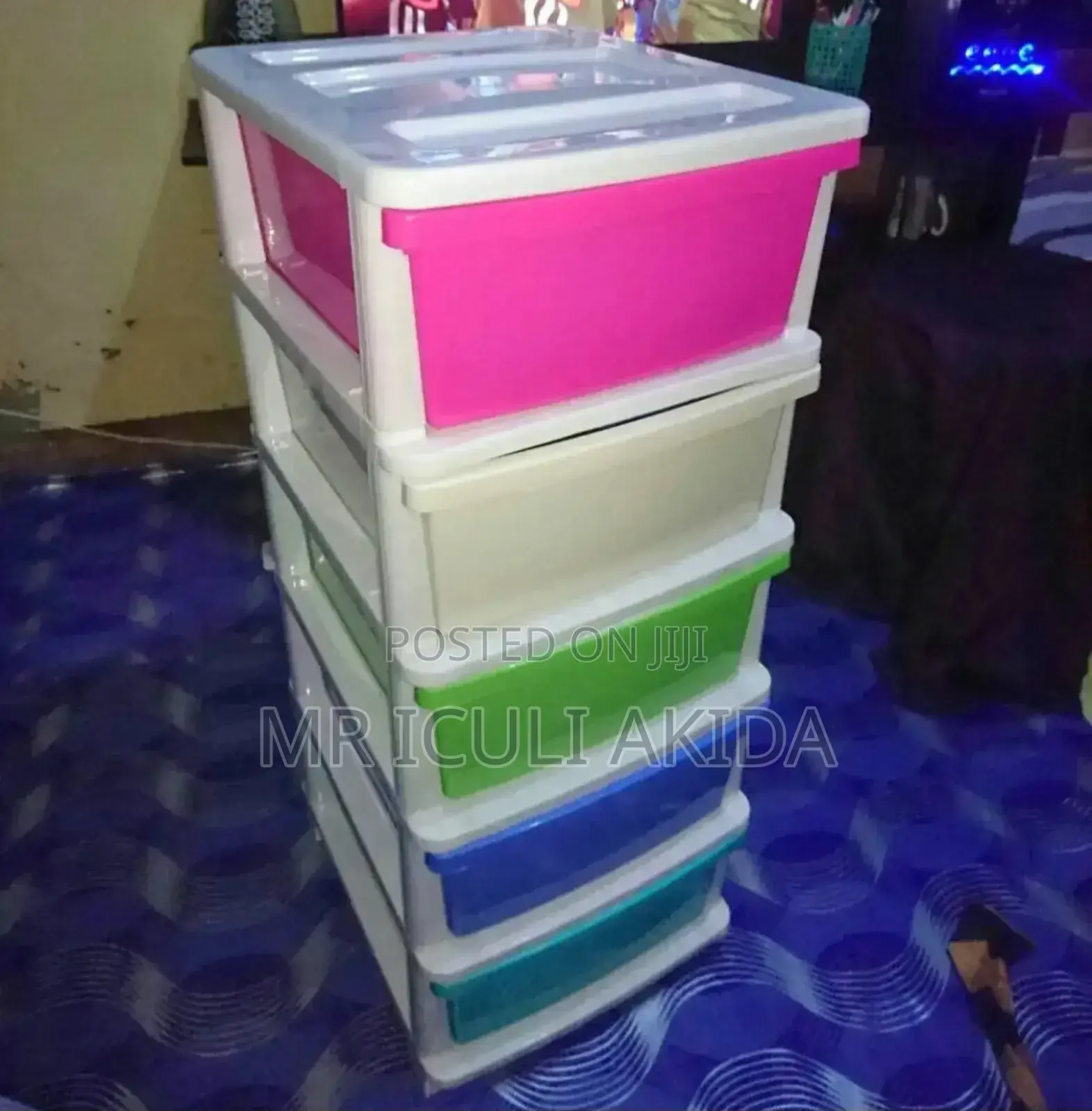5tier Plastic Multi Colour Storage Drawer With Shelves