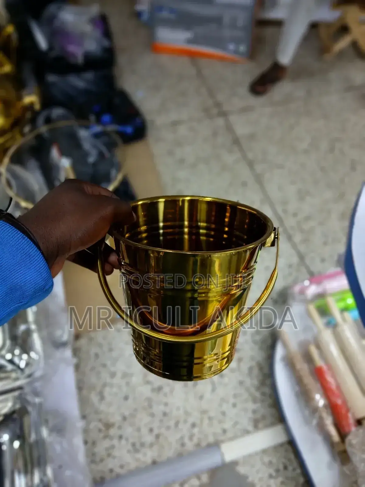 Gold Stainless Steel Double Wall Ice Cube Bucket Container
