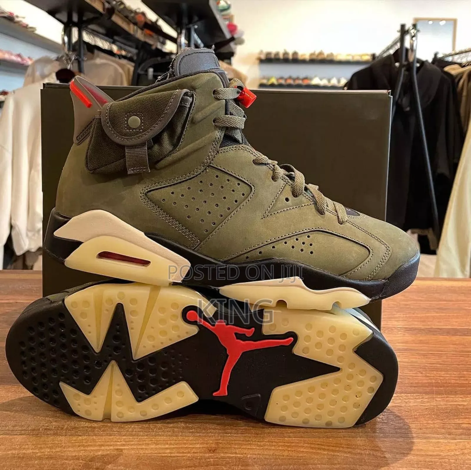 Unique Air Jordan Men's 6 Retro Travis Scott Olive Green.