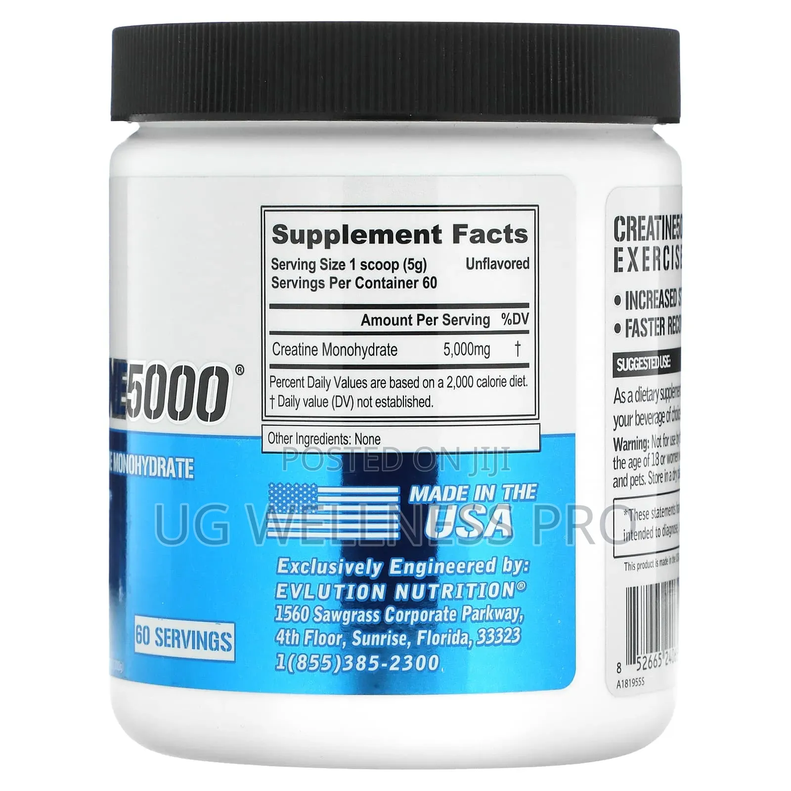 CREATINE Monohydrate Powder , Unflavored, 300g 50 Servin
