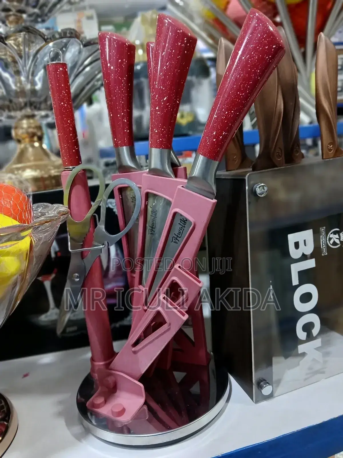 8pcs New Classy Knife Set Chef Scissors With Storage Base