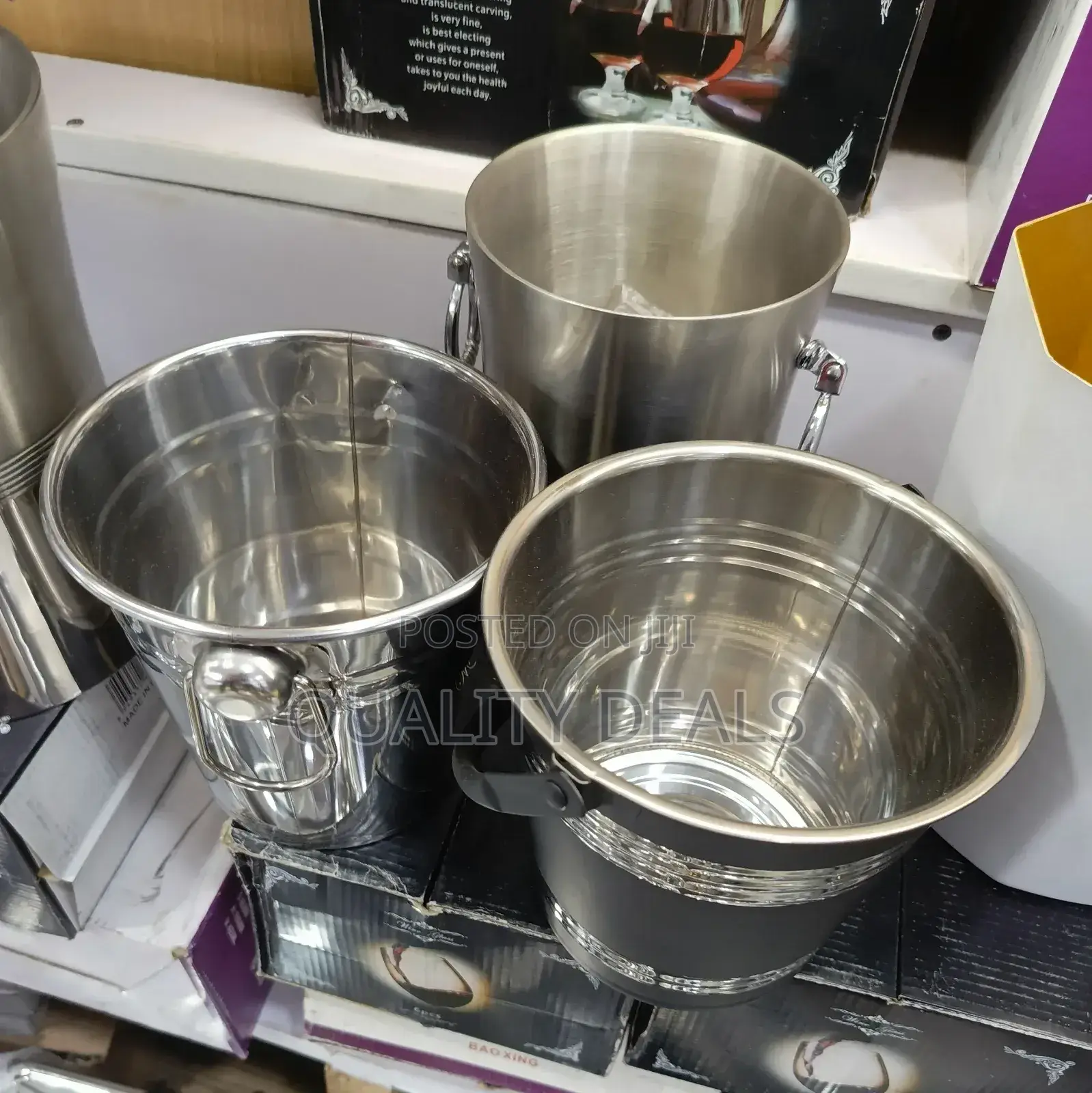 Stainless Steel Portable Ice Black Bucket