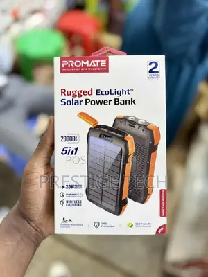 Promate Rugged Solar Powerbank 20,000mah (Wireless Charging)
