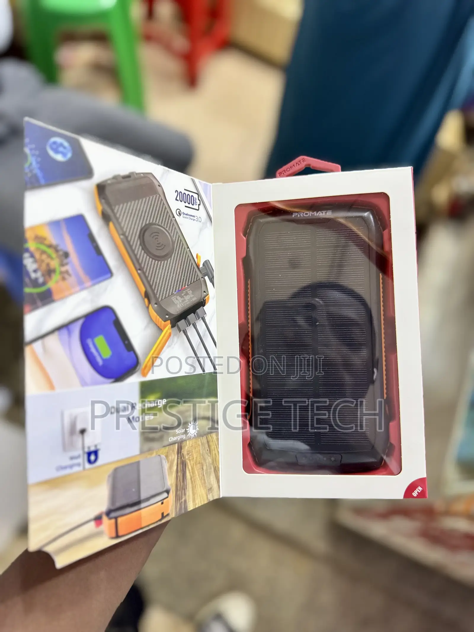 Promate Rugged Solar Powerbank 20,000mah (Wireless Charging)