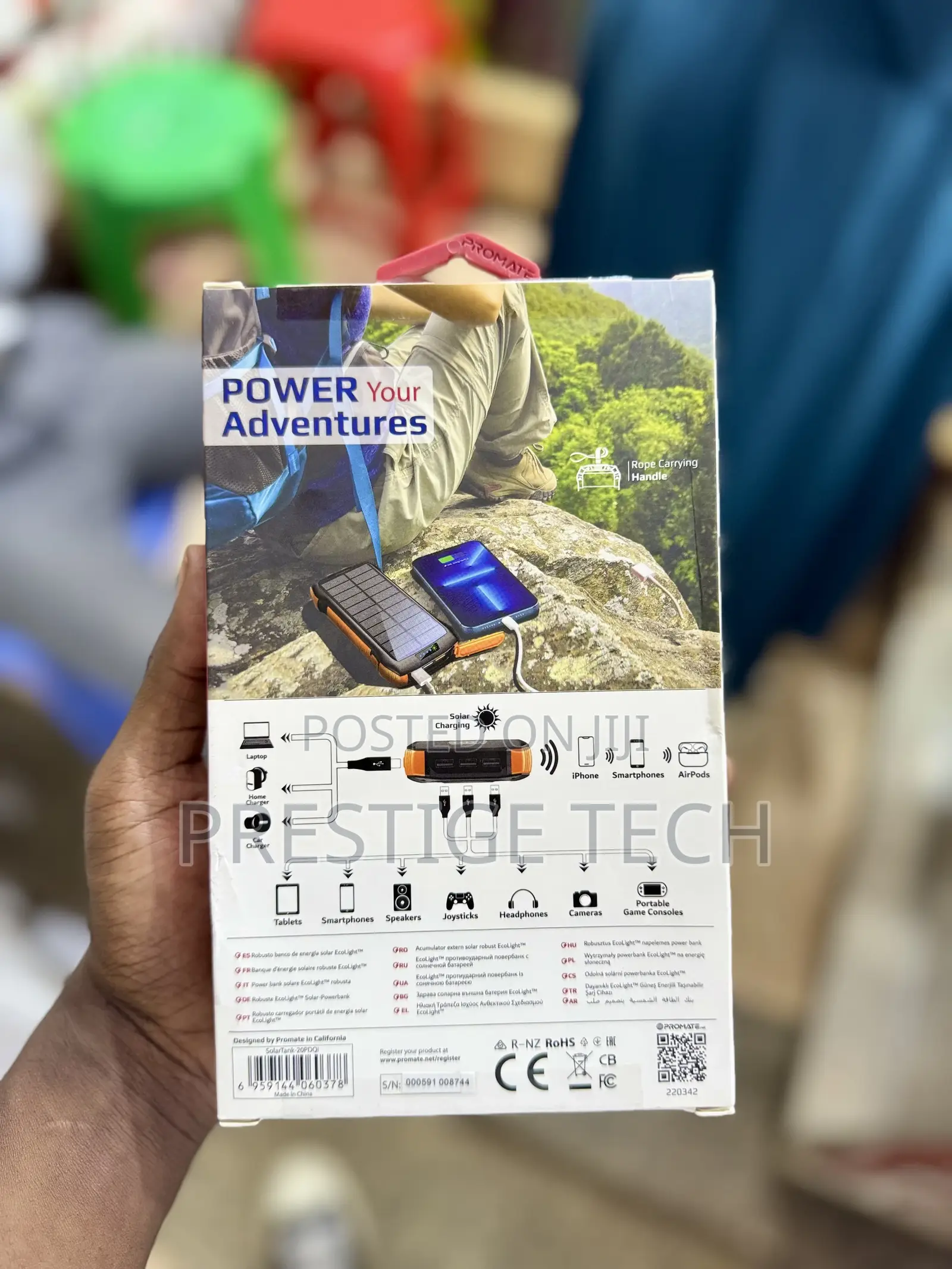 Promate Rugged Solar Powerbank 20,000mah (Wireless Charging)