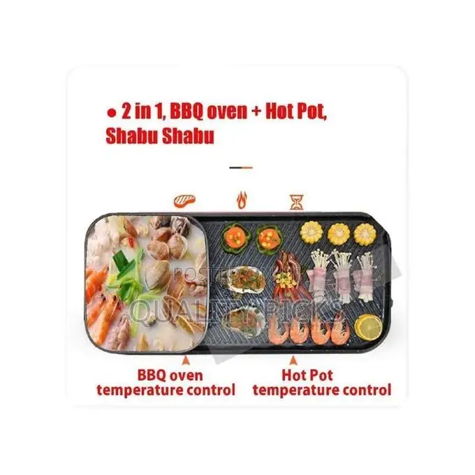 2 In1electric Baking Pan, Cooking Soup Hot Pot and BBQ