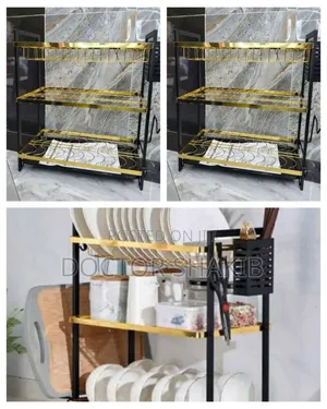 3-Layers Black Gold Kitchen Dish Drying Rack