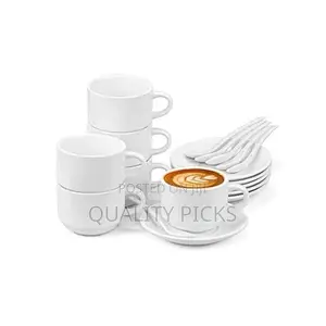 Restaurants and Office 6 Piece Cups and 6 Saucers -White.