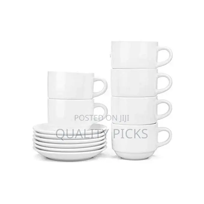 Restaurants and Office 6 Piece Cups and 6 Saucers -White.
