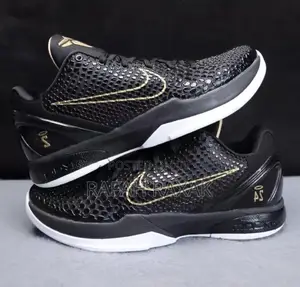 Nike Zoom Kobe 6 Black Metallic Gold Basketball Sneakers