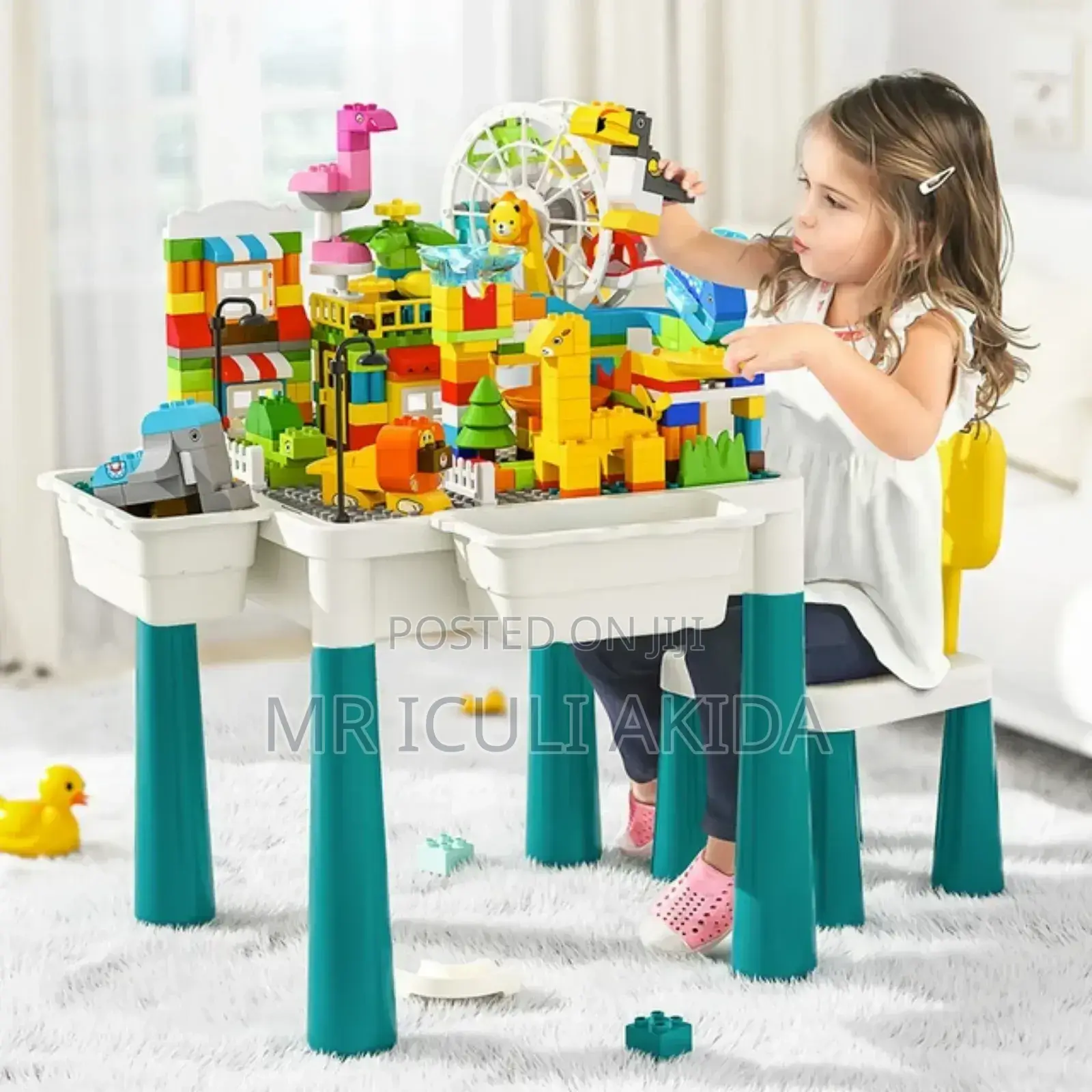 7in1 Kids Learning,Play Table Set WTH Chair Puzzle Blocks