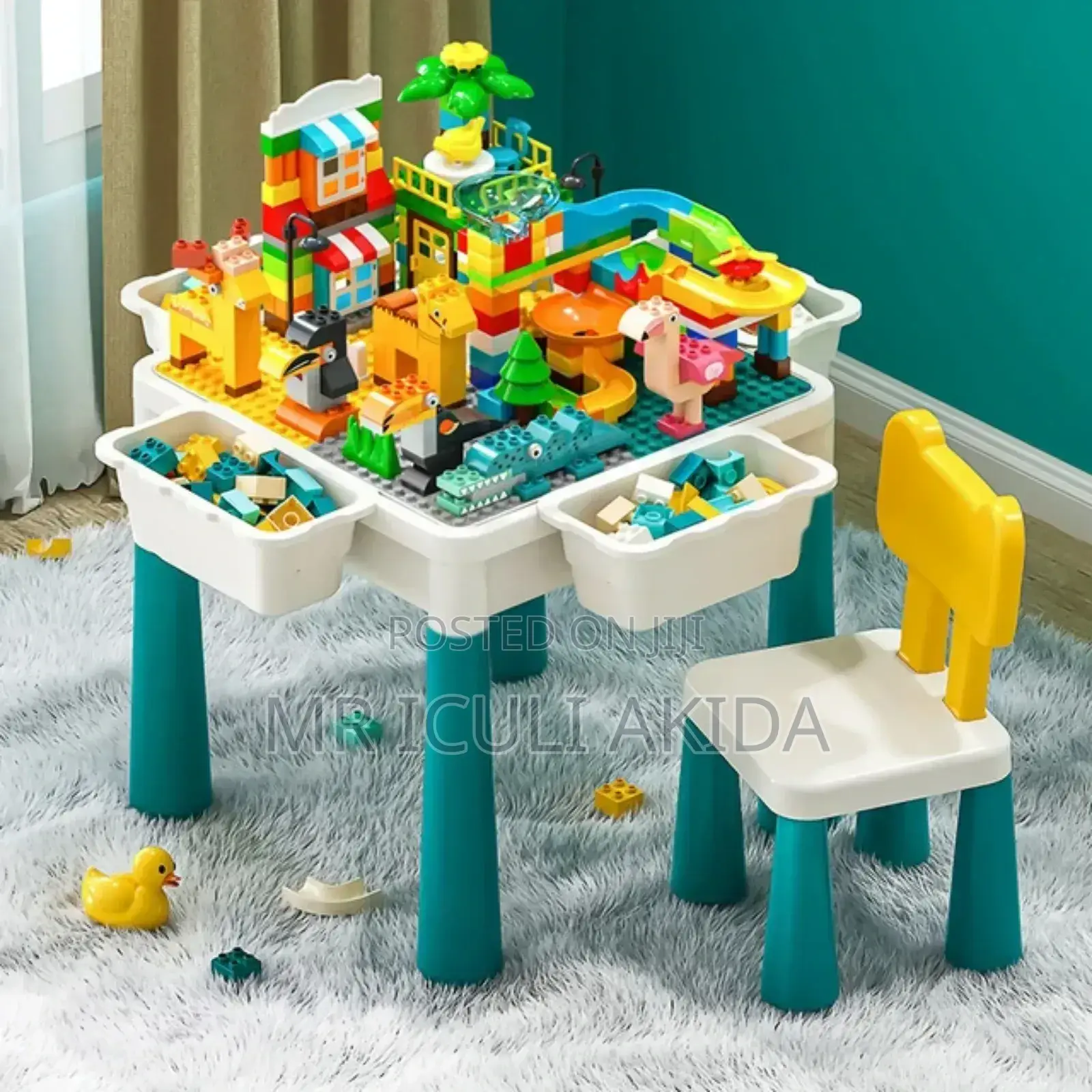 7in1 Kids Learning,Play Table Set WTH Chair Puzzle Blocks