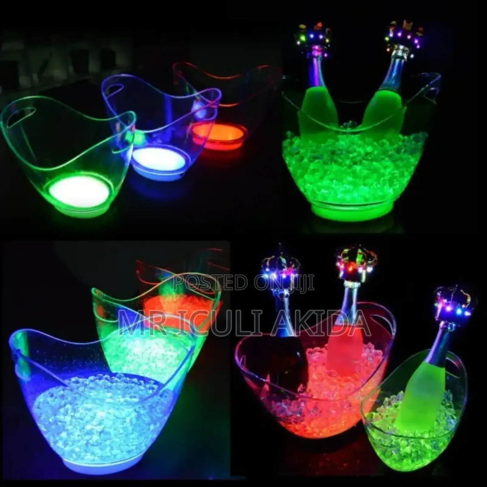 LED 5L Thick Acrylic Ice Buckets WTH Gradient Colours