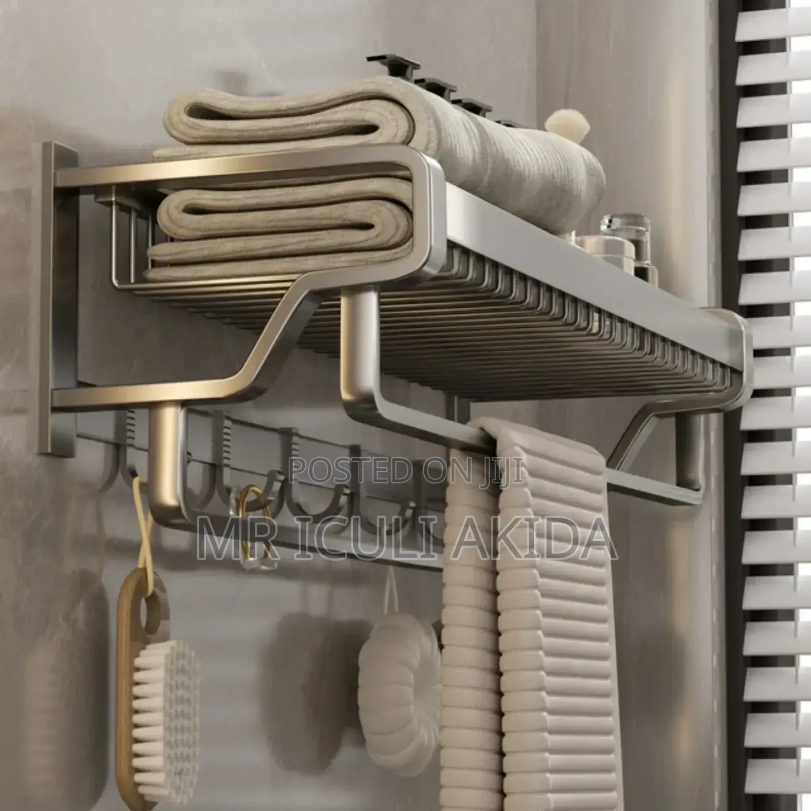 Multifunctional Bathroom Self Adhesive Towel Rack WTH Hooks