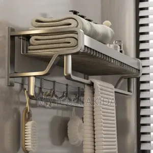 Multifunctional Bathroom Self Adhesive Towel Rack WTH Hooks