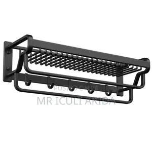 Multifunctional Bathroom Self Adhesive Towel Rack WTH Hooks