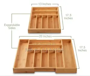 Expandable Bamboo Kitchen Drawer Tray Cutlery Organiser