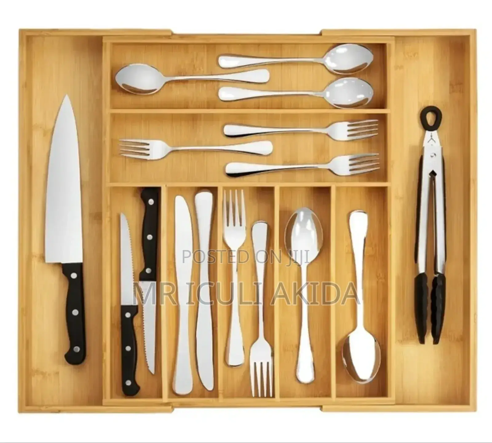Expandable Bamboo Kitchen Drawer Tray Cutlery Organiser