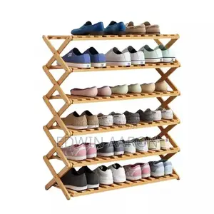 5 Tier Bamboo Foldable Shoe Rack