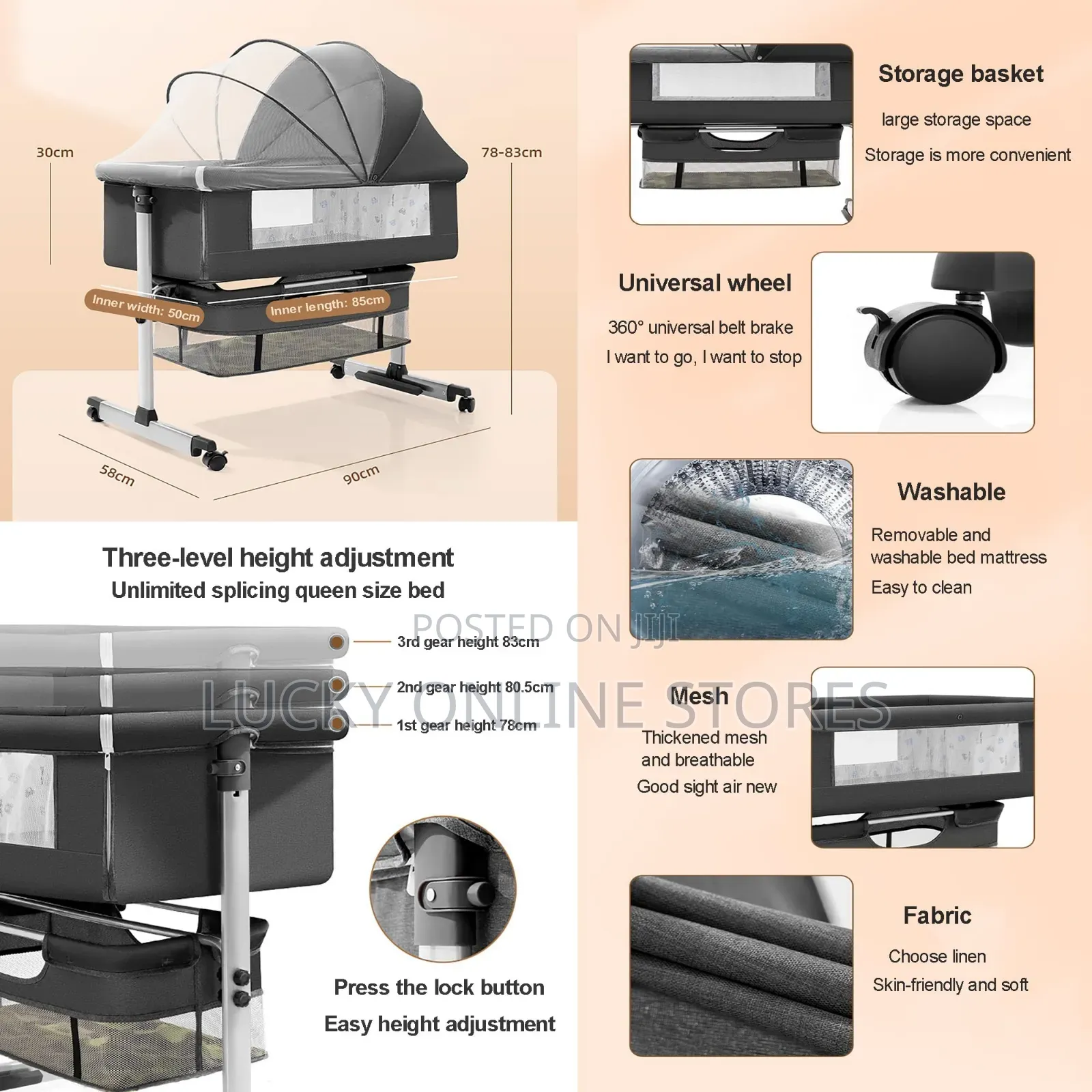 3 In 1 Baby Bed Side Bed